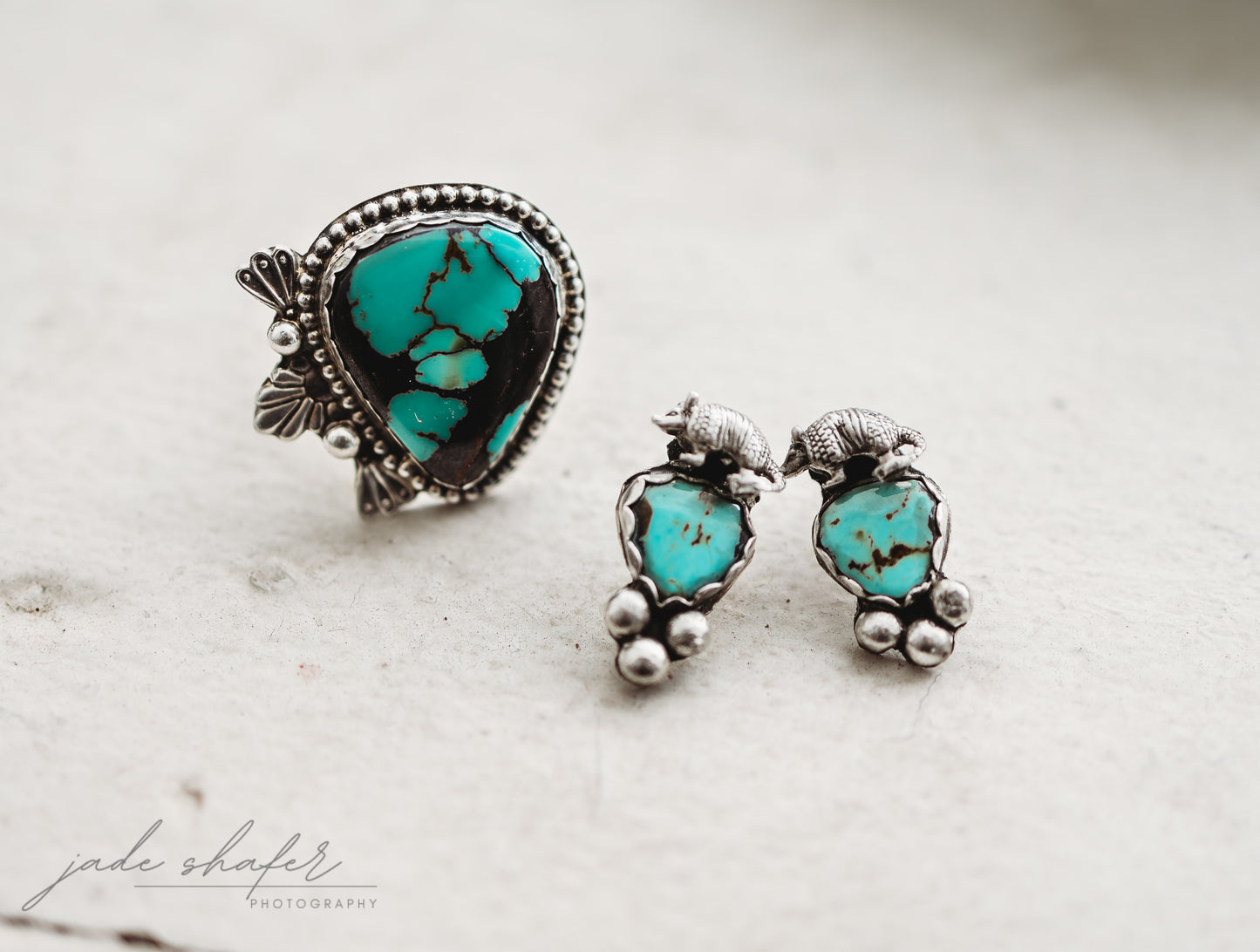 The Amarillo Armadillo Earrings- *Pre Order* Sterling Silver and Kingman Turquoise Armadillo Earrings